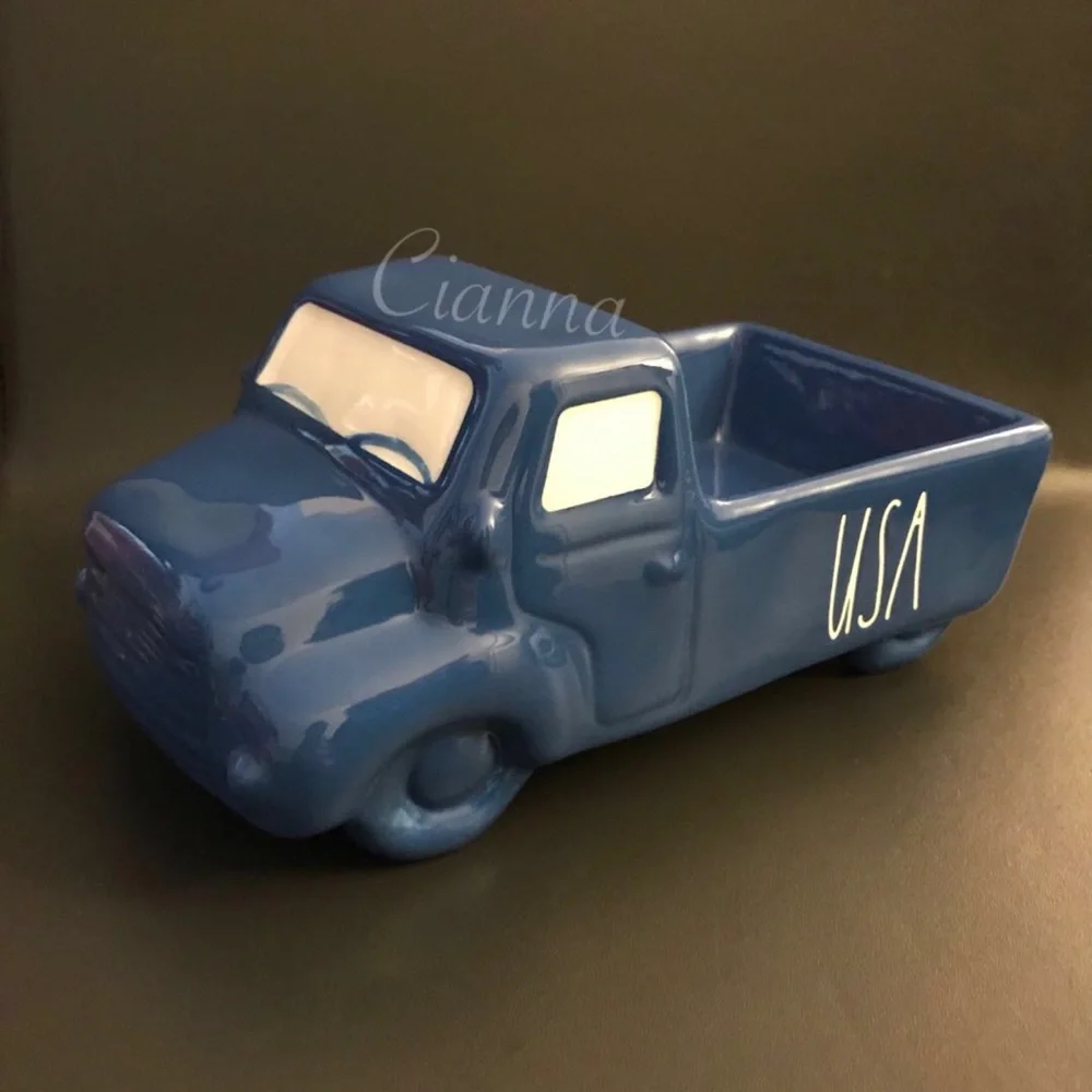 Rae Dunn Ceramic Blue USA Truck
